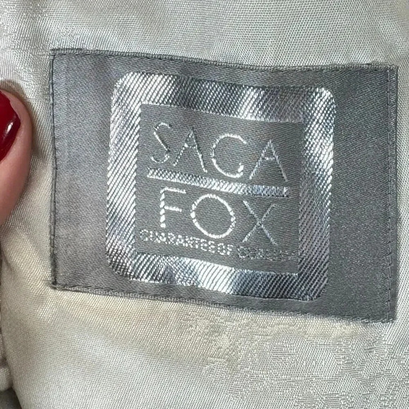 Saga Fox Blue Fox Real Fur Finland Ivory Cream Soft Luxury Glamorous Jacket Sz L - Picture 9 of 11